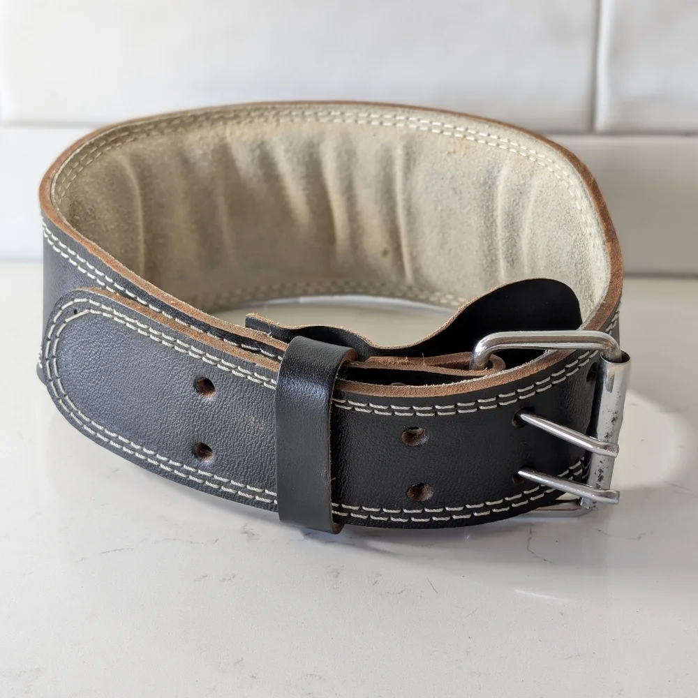 Black Leather Men's Work Utility Labor Belt Size S Made In Pakistan